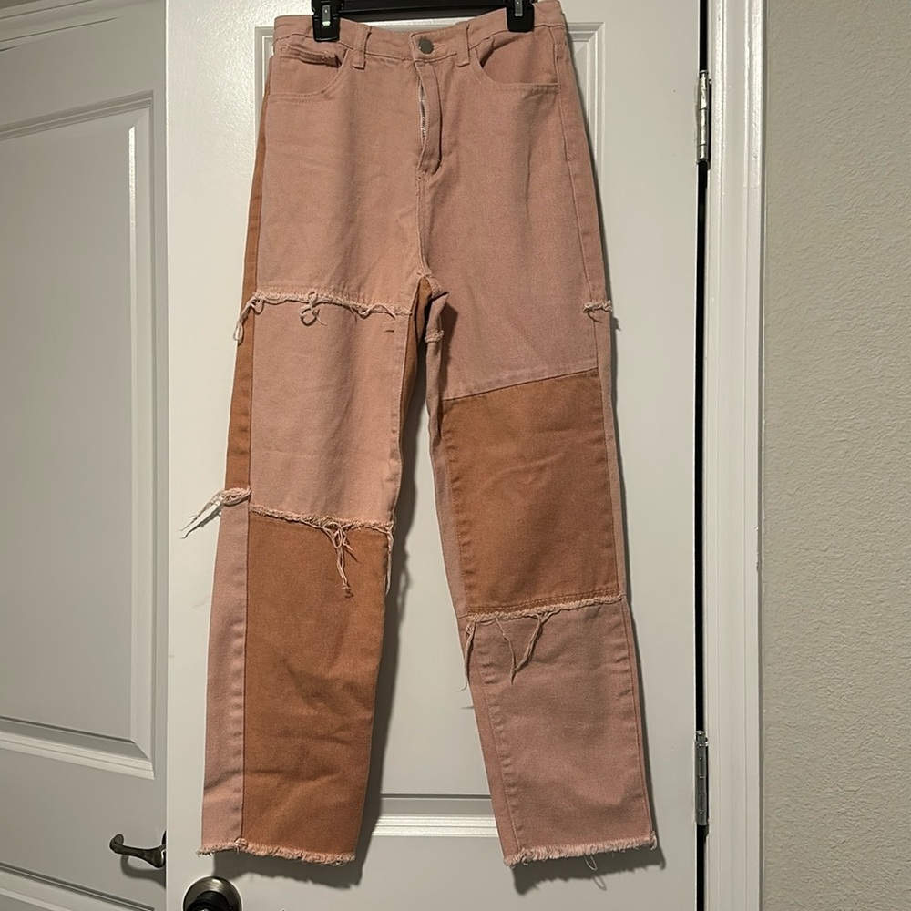 Shein two tone pick patchwork jeans